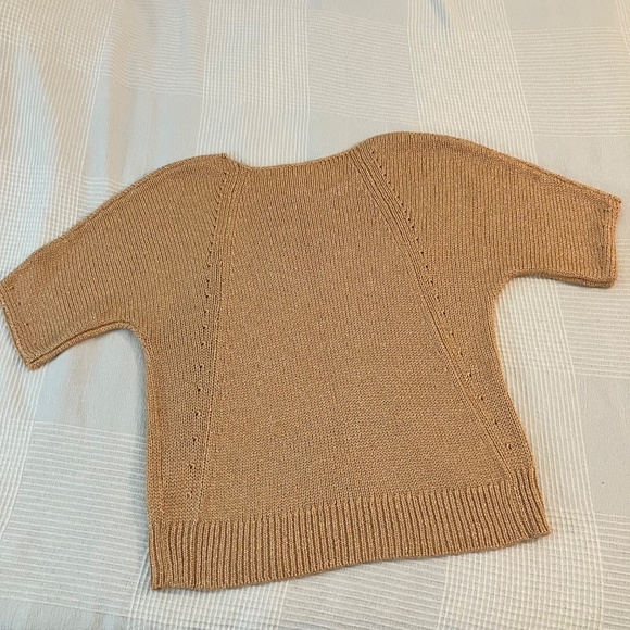 Chico's Size 2 Womens Texture Shine Short Sleeve Pullover Sweater Cantaloupe Roz - Picture 4 of 7